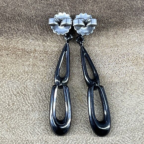 Lia Sophia Estate Necklace Black Tone Stones & Matching Post Earrings - Picture 14 of 16